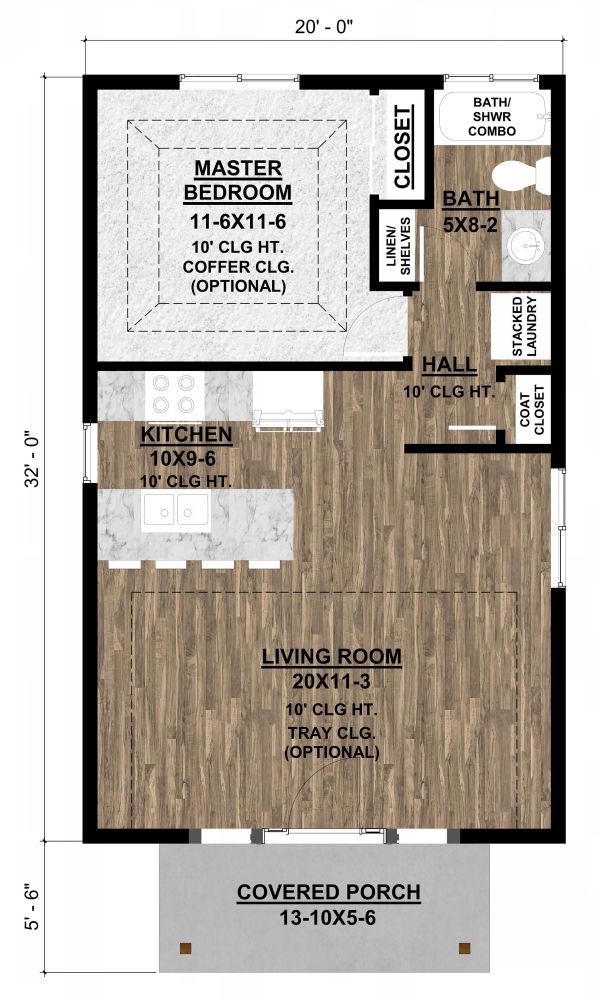 640 Sq. Ft. 1 Bed, 1 Bath ADU floorplan